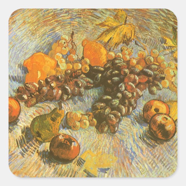 Vincent van Gogh - Apples, Pears, Lemons, Grapes Square Sticker (Front)