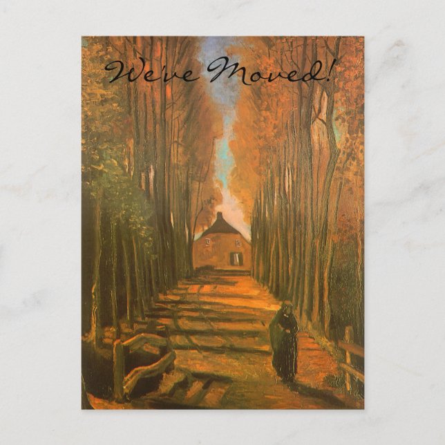 Vincent van Gogh - Avenue of Poplars in Autumn Announcement Postcard (Front)