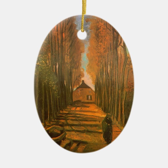Vincent van Gogh - Avenue of Poplars in Autumn Ceramic Ornament (Front)