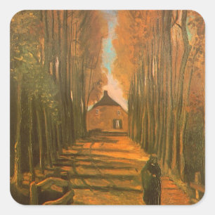 Vincent van Gogh - Avenue of Poplars in Autumn Square Sticker