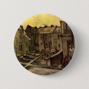 Vincent van Gogh, Backyards of Old Houses, Antwerp 6 Cm Round Badge