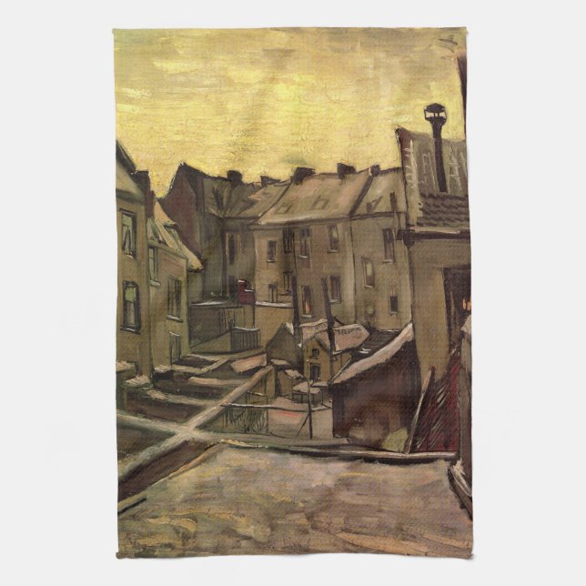 Vincent van Gogh, Backyards of Old Houses, Antwerp Tea Towel (Vertical)