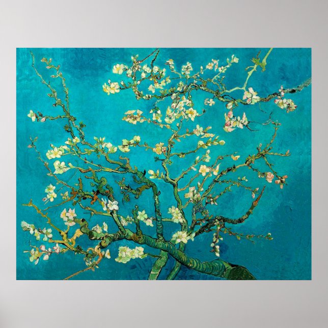 Vincent Van Gogh Blossoming Almond Tree Floral Art Poster (Front)