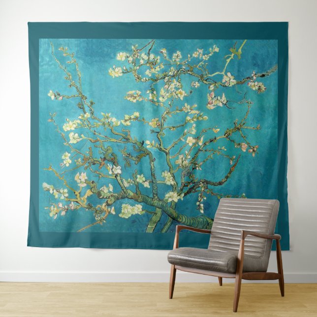 Vincent Van Gogh Blossoming Almond Tree Floral Art Tapestry (In Situ (Horizontal))