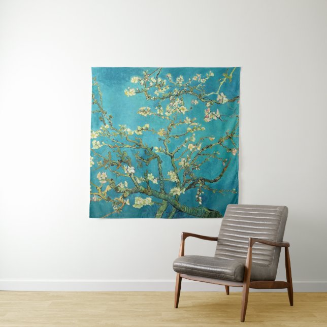 Vincent Van Gogh Blossoming Almond Tree Floral Art Tapestry (In Situ)