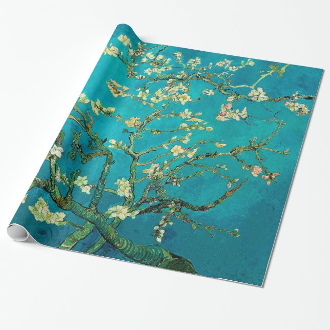 Vincent Van Gogh Blossoming Almond Tree Floral Art Wrapping Paper (Unrolled)