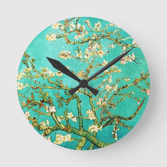 Vincent van Gogh Blossoming Almond Tree Round Clock (Front)