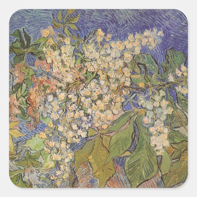 Vincent van Gogh - Blossoming Chestnut Branches Square Sticker (Front)
