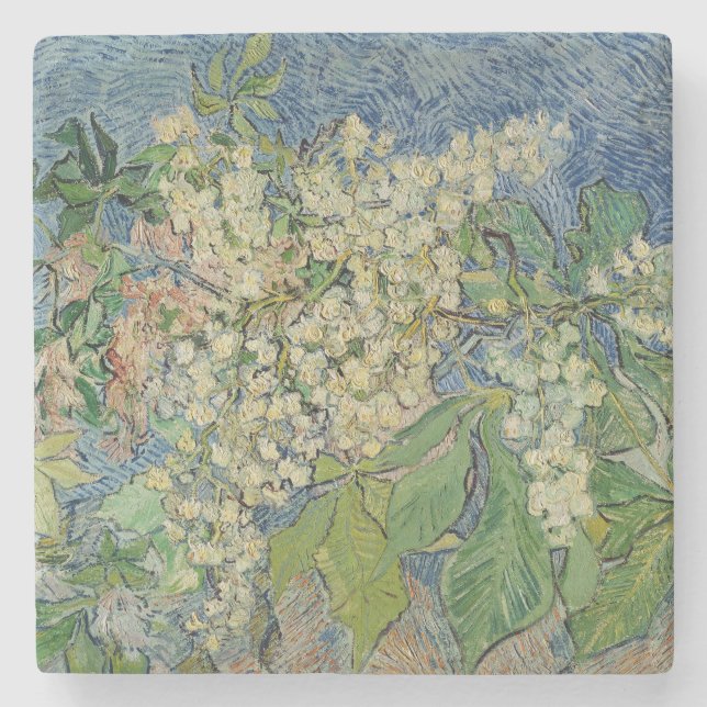 Vincent van Gogh | Blossoming Chestnut Branches Stone Coaster (Front)