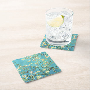 Vincent van Gogh Blossomong Almond Tree Square Paper Coaster