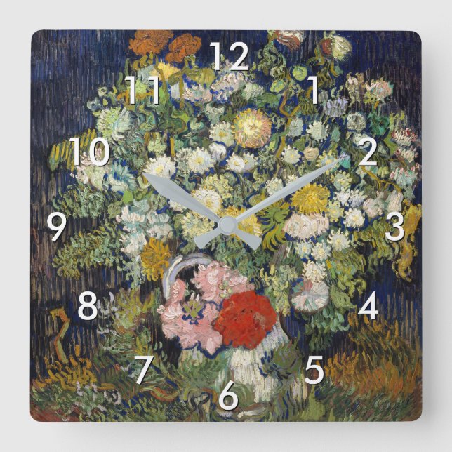 Vincent van Gogh - Bouquet of Flowers in a Vase Square Wall Clock (Front)