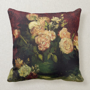 Vincent van Gogh-Bowl with Peonies and Roses Cushion