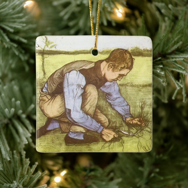 Vincent van Gogh - Boy Cutting Grass with Sickle Ceramic Ornament (Tree)