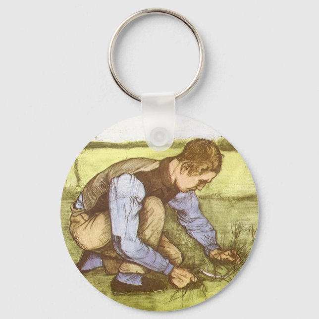 Vincent van Gogh - Boy Cutting Grass with Sickle Key Ring (Front)