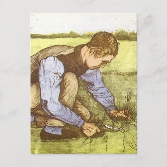 Vincent van Gogh - Boy Cutting Grass with Sickle Postcard (Front)