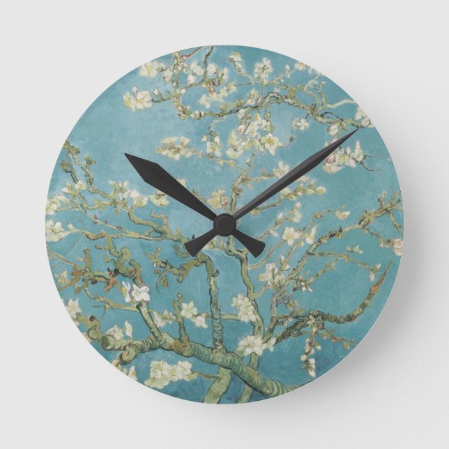 Vincent Van Gogh Branches of Almond Tree Round Clock (Front)