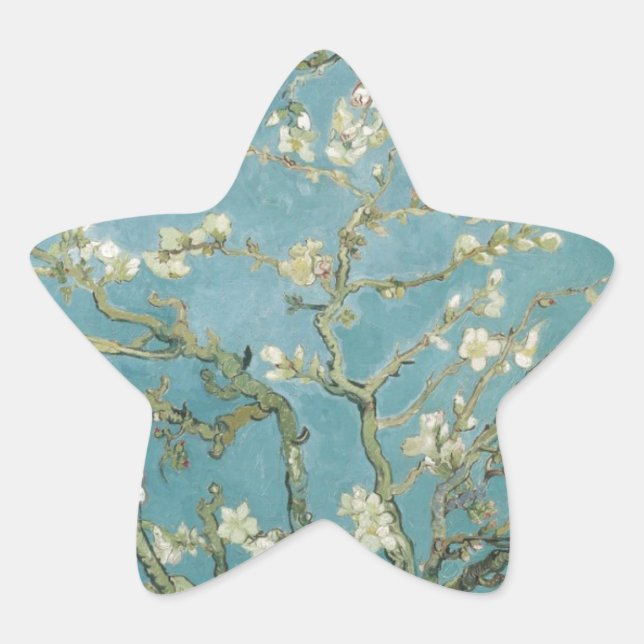 Vincent Van Gogh Branches of Almond Tree Star Sticker (Front)