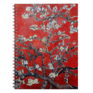 Vincent van Gogh Branches with Almond Blossom Red Notebook