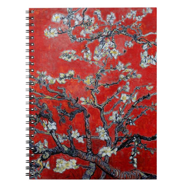 Vincent van Gogh Branches with Almond Blossom Red Notebook (Front)