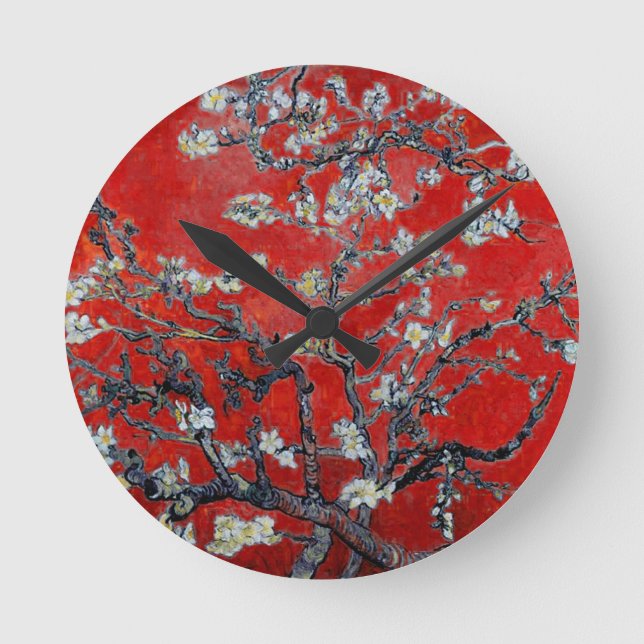 Vincent van Gogh Branches with Almond Blossom Round Clock (Front)