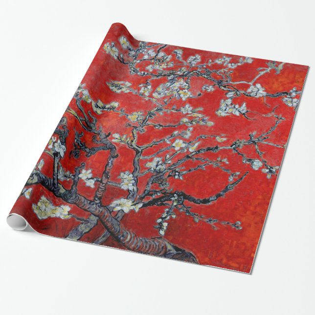 Vincent van Gogh Branches with Almond Blossom Wrapping Paper (Unrolled)