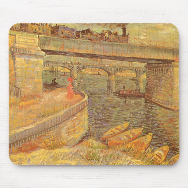 Vincent van Gogh Bridges Across the Seine Asnieres Mouse Pad (Front)
