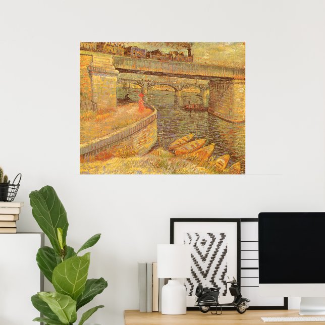 Vincent van Gogh Bridges Across the Seine Asnieres Poster (Home Office)