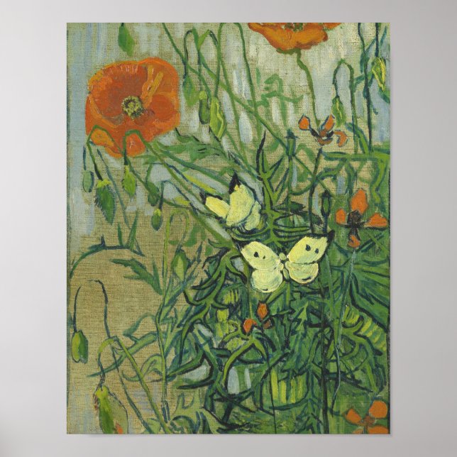 Vincent Van Gogh - Butterflies and poppies April 1 Poster (Front)