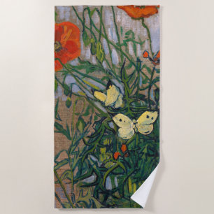 Vincent van Gogh - Butterflies and Poppies Beach Towel