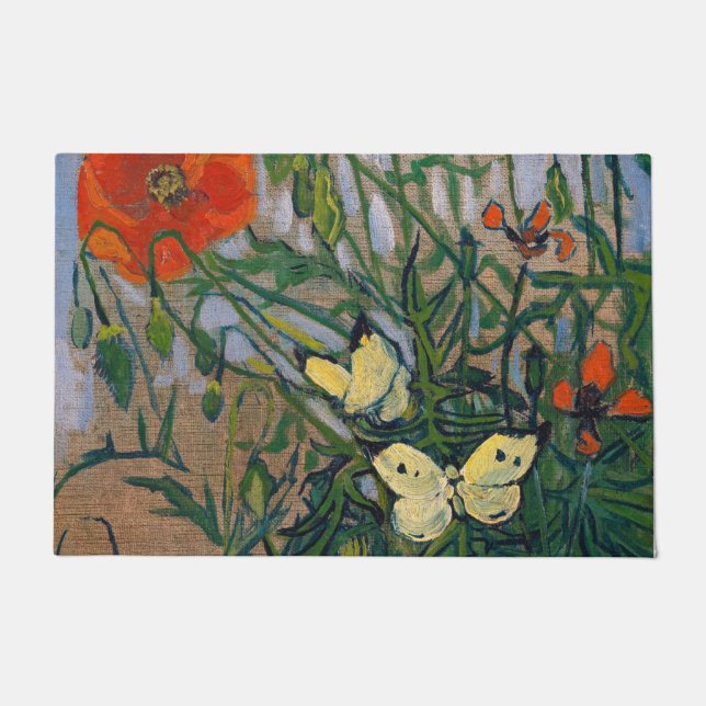 Vincent van Gogh - Butterflies and Poppies Doormat (Front)