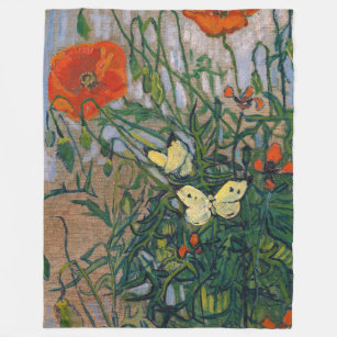 Vincent van Gogh - Butterflies and Poppies Fleece Blanket