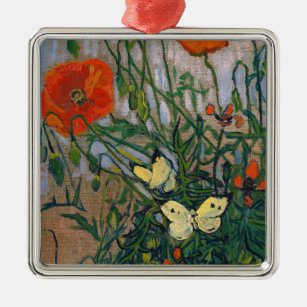Vincent van Gogh - Butterflies and Poppies Metal Ornament