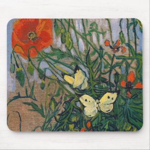 Vincent van Gogh - Butterflies and Poppies Mouse Pad