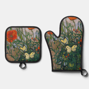 Vincent van Gogh - Butterflies and Poppies Oven Mitt & Pot Holder Set
