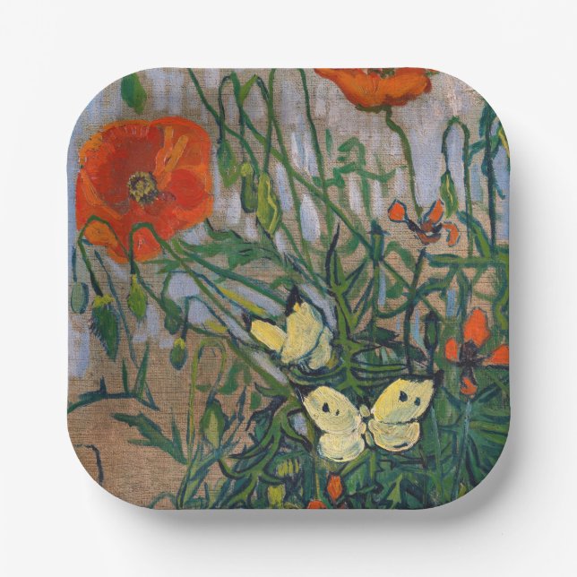 Vincent van Gogh - Butterflies and Poppies Paper Plate (Front)