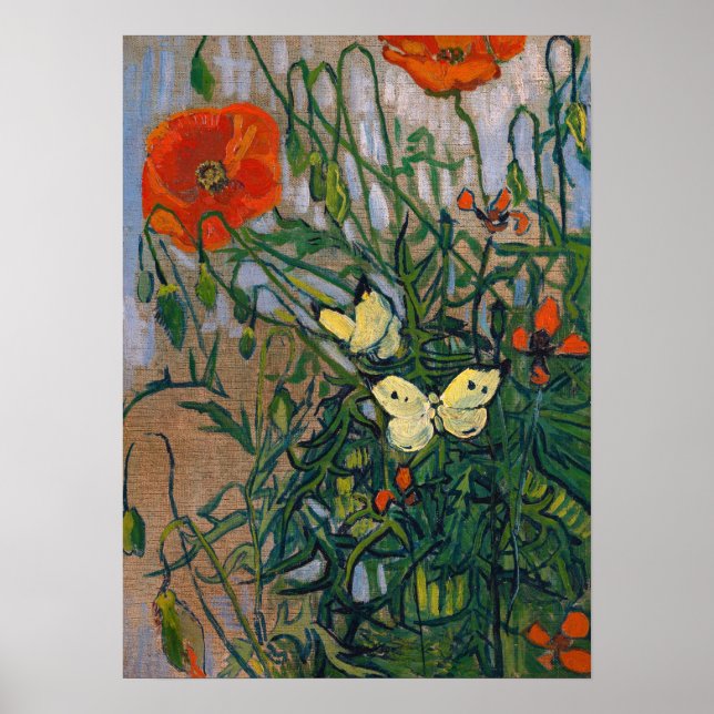Vincent van Gogh - Butterflies and Poppies Poster (Front)