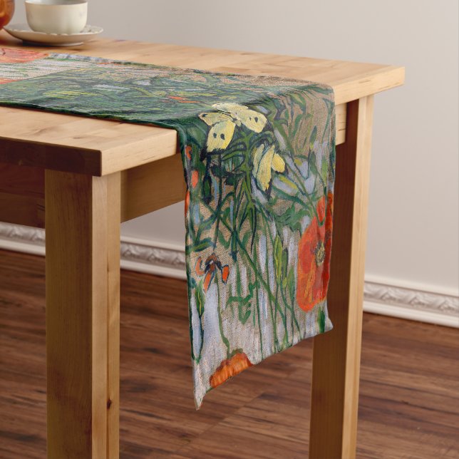 Vincent van Gogh - Butterflies and Poppies Short Table Runner (In Situ)