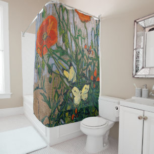 Vincent van Gogh - Butterflies and Poppies Shower Curtain