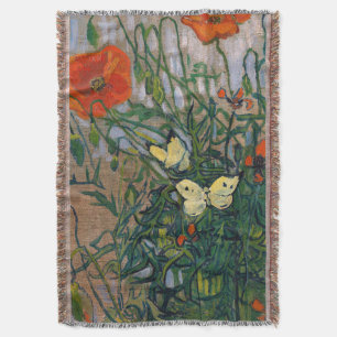 Vincent van Gogh - Butterflies and Poppies Throw Blanket