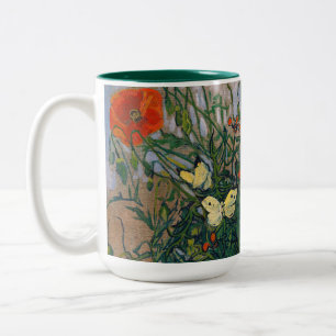 Vincent van Gogh - Butterflies and Poppies Two-Tone Coffee Mug