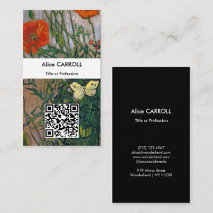 Vincent van Gogh - Butterflies & Poppies - QR Code Business Card