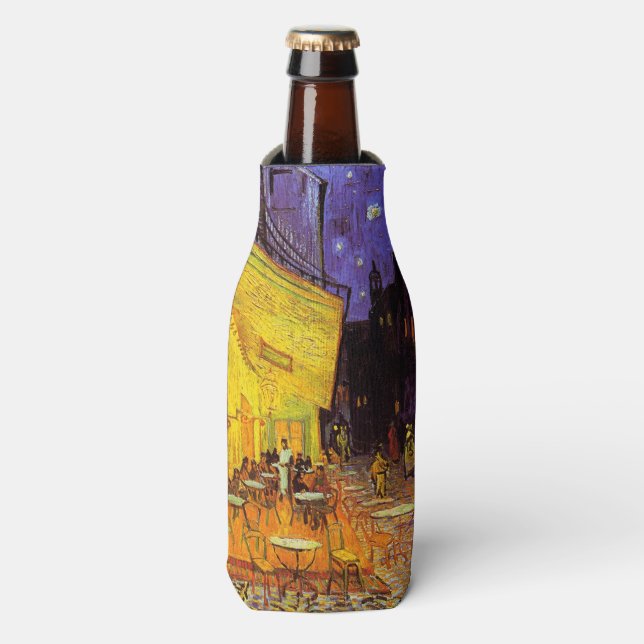 Vincent Van Gogh Cafe Terrace At Night Fine Art Bottle Cooler (Bottle Front)