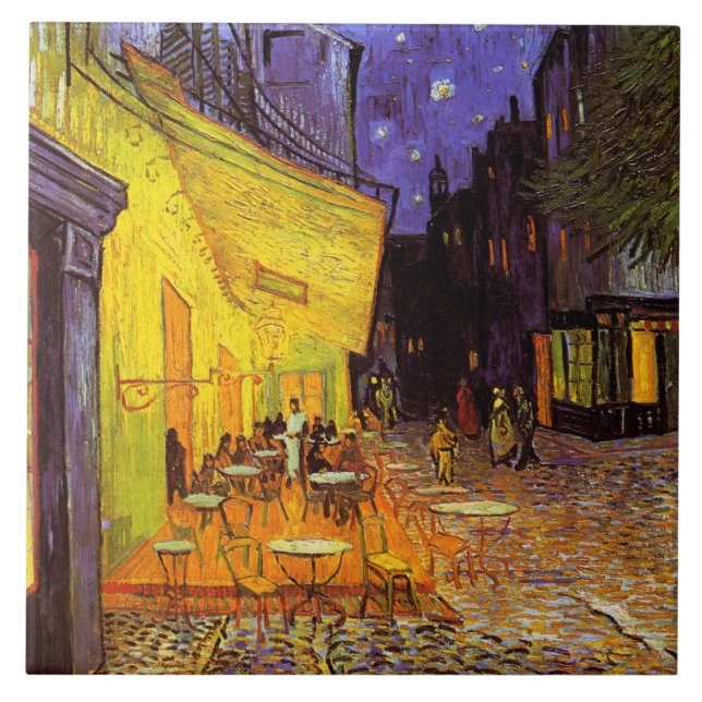 Vincent Van Gogh Cafe Terrace At Night Fine Art Ceramic Tile (Front)