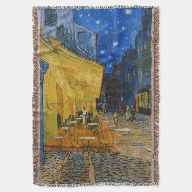 Vincent van Gogh - Cafe Terrace at Night Throw Blanket (Front Vertical)