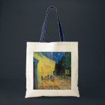 Vincent van Gogh Café Terrace at Night Tote Bag<br><div class="desc">Vincent van Gogh's "Cafe Terrace at Night" stands as a quintessential piece of art that epitomises the brilliance of the artist and his connection with the nocturnal world. Depicting a charming cafe terrace bathed in the warm glow of gas lamps under a starry sky, this painting captures the essence of...</div>