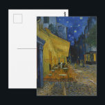 Vincent Van Gogh Cafe Terrace Classic Painting Postcard<br><div class="desc">Vincent van Gogh's "Café Terrace at Night" is a painting he created in 1888, depicting a night scene of a café in Arles, France. The artwork features a striking contrast between warm yellow lights and a deep blue sky, evoking a serene yet vibrant nocturnal atmosphere. The café terrace is bathed...</div>