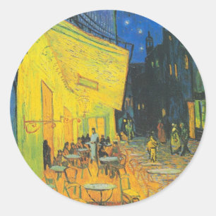 Vincent Van Gogh Cafe Terrace Masterpiece Classic Round Sticker