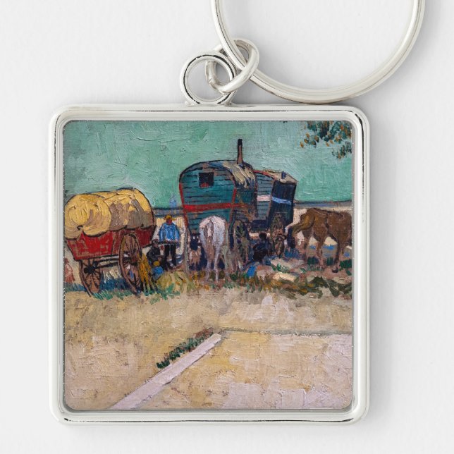 Vincent Van Gogh - Caravans, Gypsy Camp near Arles Key Ring (Front)