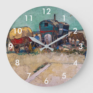 Vincent Van Gogh - Caravans, Gypsy Camp near Arles Large Clock