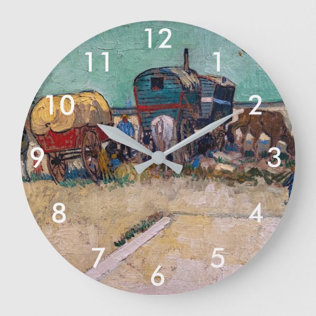 Vincent Van Gogh - Caravans, Gypsy Camp near Arles Large Clock (Front)